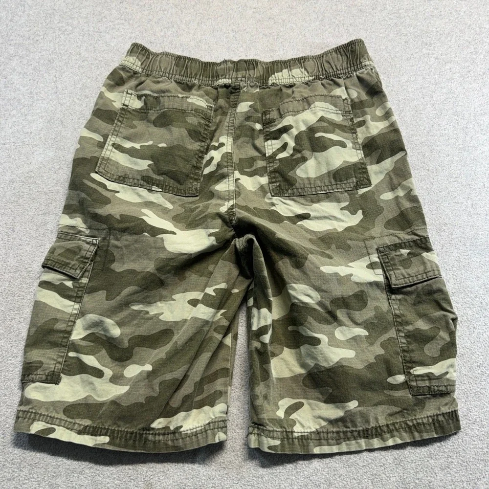 The Childrens Place Cargo Shorts Kids Size 16 Green Camo Elastic Waist Cotton